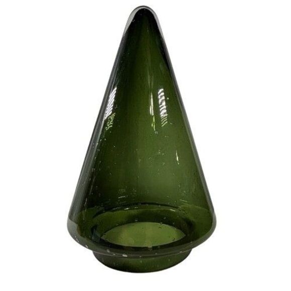 Lg Christmas Tree Art Glass Table Decoration Controlled Bubbles Hand Blown 11.5" - Picture 3 of 11